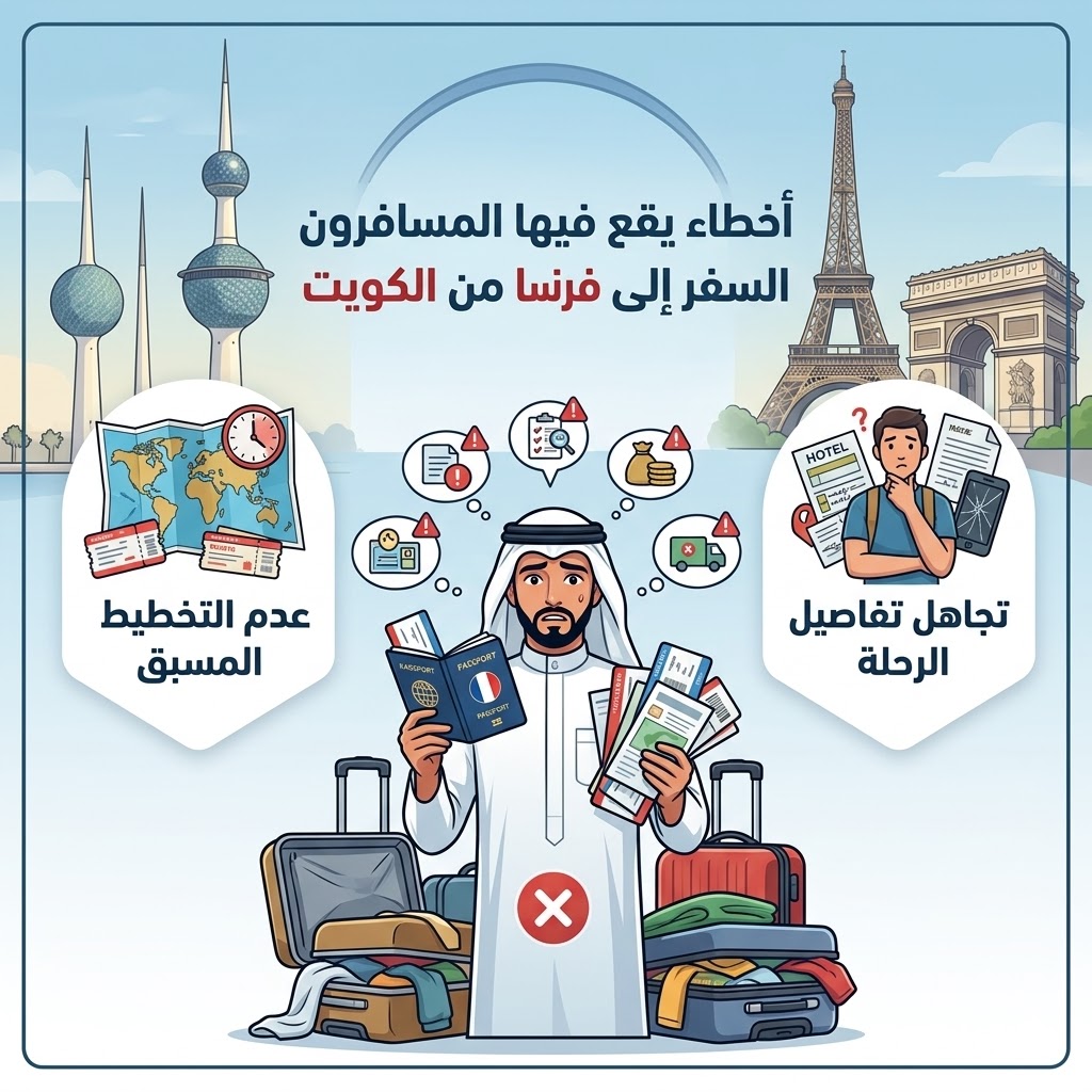 أخطاء يقع فيها المسافرون إلى فرنسا أخطاء يقع فيها المسافرون إلى فرنسا من الكويت