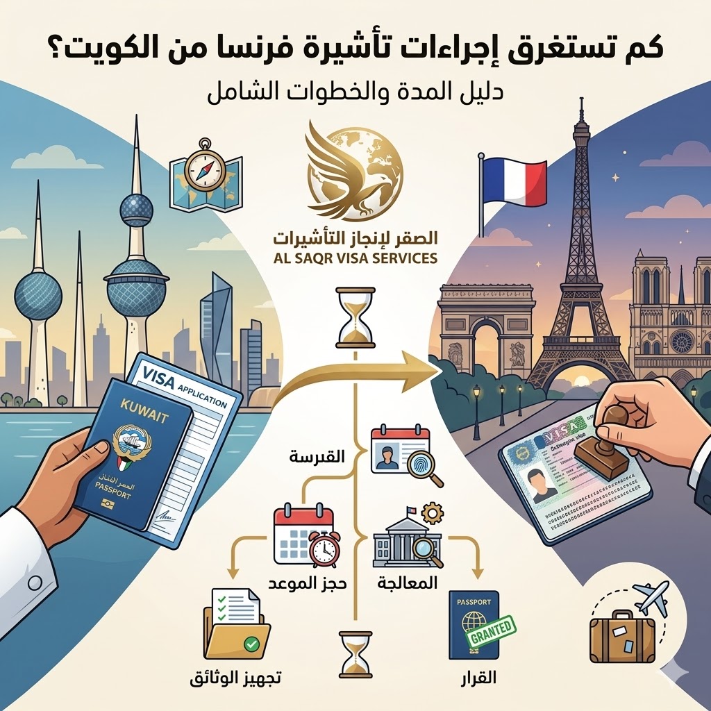 مدة اجراءات السفر الى فرنسا من الكويت